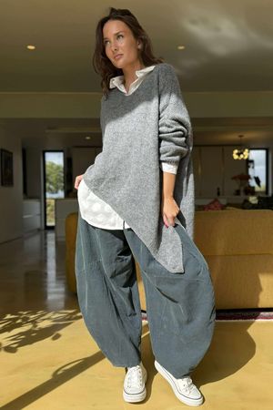 Made in Italy Big Softie Super Slant Knit Top Steel Marl /2 